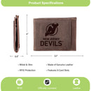 Front Pocket Wallet w/ RFID Blocking, New Jersey Devils, Brown