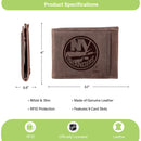 Front Pocket Wallet w/ RFID Blocking, New York Islanders, Brown