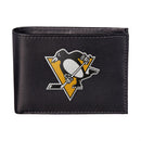 Pittsburgh Penguins Black Bi-Fold Embroidered Wallet w/ RFID Blocking
