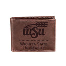 Wichita State University, Bi-Fold Wallet, Brown, CH, 100% Genuine Leather