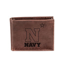 US Naval Academy, Bi-Fold Wallet, Brown, CH, 100% Genuine Leather