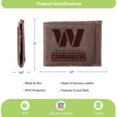 Front Pocket Wallet w/ RFID Blocking, Washington Commanders, Brown