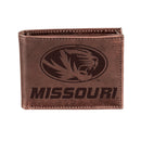 University of Missouri, Bi-Fold Wallet, Brown, CH, 100% Genuine Leather