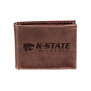Kansas State University, Bi-Fold Wallet, Brown, CH, 100% Genuine Leather