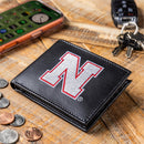 University of Nebraska Black Bi-Fold Embroidered Wallet w/ RFID Blocking