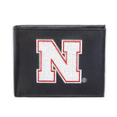 University of Nebraska Black Bi-Fold Embroidered Wallet w/ RFID Blocking
