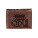 Old Dominion University, Bi-Fold Wallet, Brown, CH, 100% Genuine Leather
