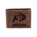 University of Colorado, Bi-Fold Wallet, Brown, CH, 100% Genuine Leather