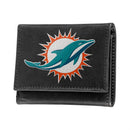 Miami Dolphins Black Tri-Fold Embroidered Wallet w/ RFID Blocking