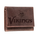 Minnesota Vikings, Tri-Fold Wallet, Brown, CH, 100% Genuine Leather
