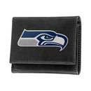 Seattle Seahawks Black Tri-Fold Embroidered Wallet w/ RFID Blocking