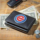 Chicago Cubs Black Tri-Fold Embroidered Wallet w/ RFID Blocking