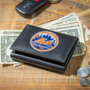 New York Mets Black Tri-Fold Embroidered Wallet w/ RFID Blocking