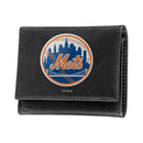 New York Mets Black Tri-Fold Embroidered Wallet w/ RFID Blocking