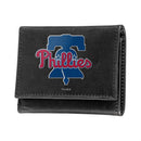 Philadelphia Phillies Black Tri-Fold Embroidered Wallet w/ RFID Blocking