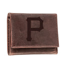 Pittsburgh Pirates Tri-Fold Wallet Brown 100% Genuine Leather