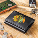 Chicago Blackhawks Black Tri-Fold Embroidered Wallet w/ RFID Blocking