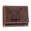 US Naval Academy, Tri-Fold Wallet, Brown, CH, 100% Genuine Leather