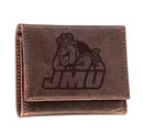 James Madison University, Tri-Fold Wallet, Brown, CH, 100% Genuine Leather