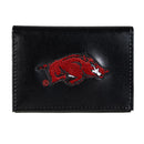 University of Arkansas Black Tri-Fold Embroidered Wallet w/ RFID Blocking