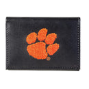 Clemson University Black Tri-Fold Embroidered Wallet w/ RFID Blocking