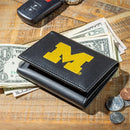 University Of Michigan Black Tri-Fold Embroidered Wallet w/ RFID Blocking