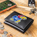 University of Kansas Black Tri-Fold Embroidered Wallet w/ RFID Blocking