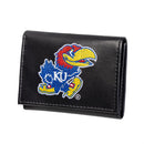 University of Kansas Black Tri-Fold Embroidered Wallet w/ RFID Blocking