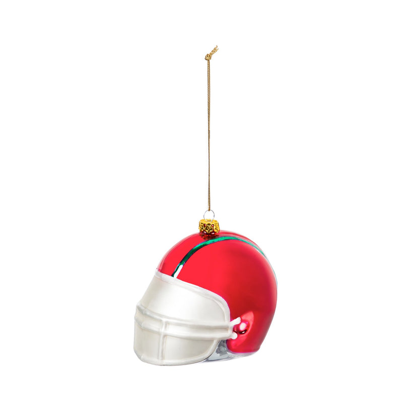 Red w/Green Stripe Football Helmet