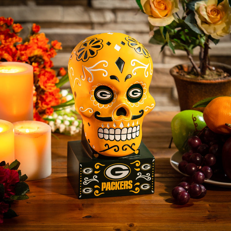 Green Bay Packers, Sugar Skull Statue, Yellow,843811skb