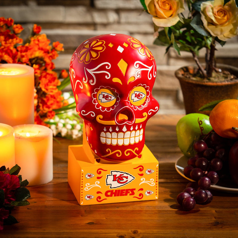 Kansas City Chiefs, Sugar Skull Statue, Red,843815skb