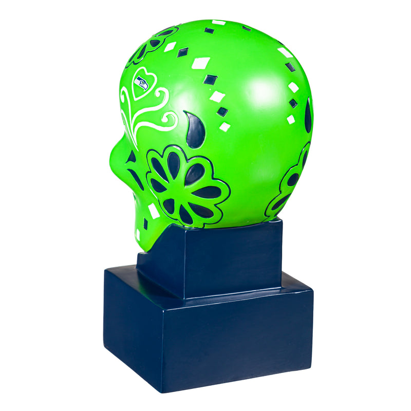 Seattle Seahawks, Sugar Skull Statue, Green,843827skb