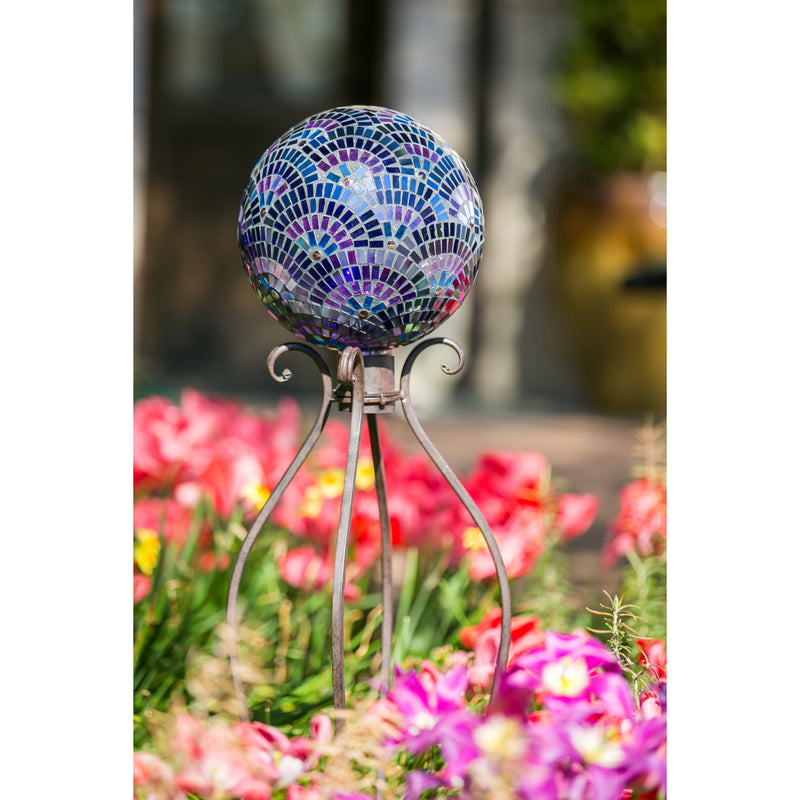 10" Gazing Ball, Mosaic Blooming, Purple,84g1658ecm