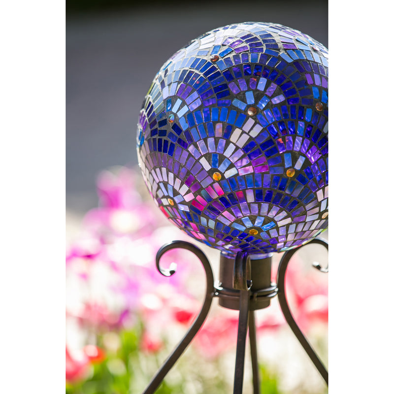 10" Gazing Ball, Mosaic Blooming, Purple,84g1658ecm