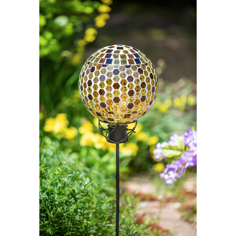 10" Mosaic Glass Gazing Ball, Honeycomb,84g3327