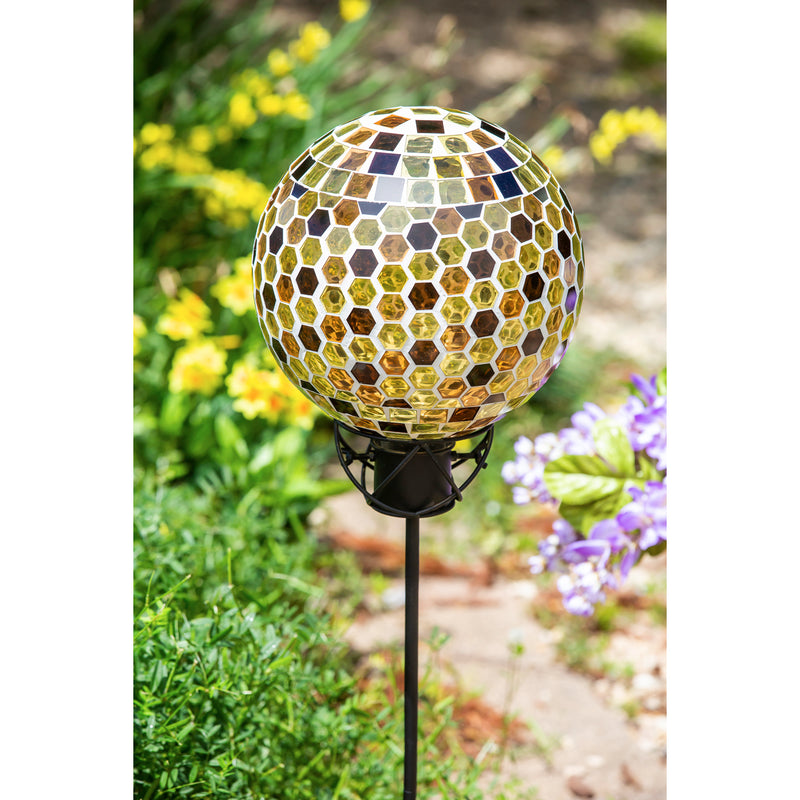 10" Mosaic Glass Gazing Ball, Honeycomb,84g3327