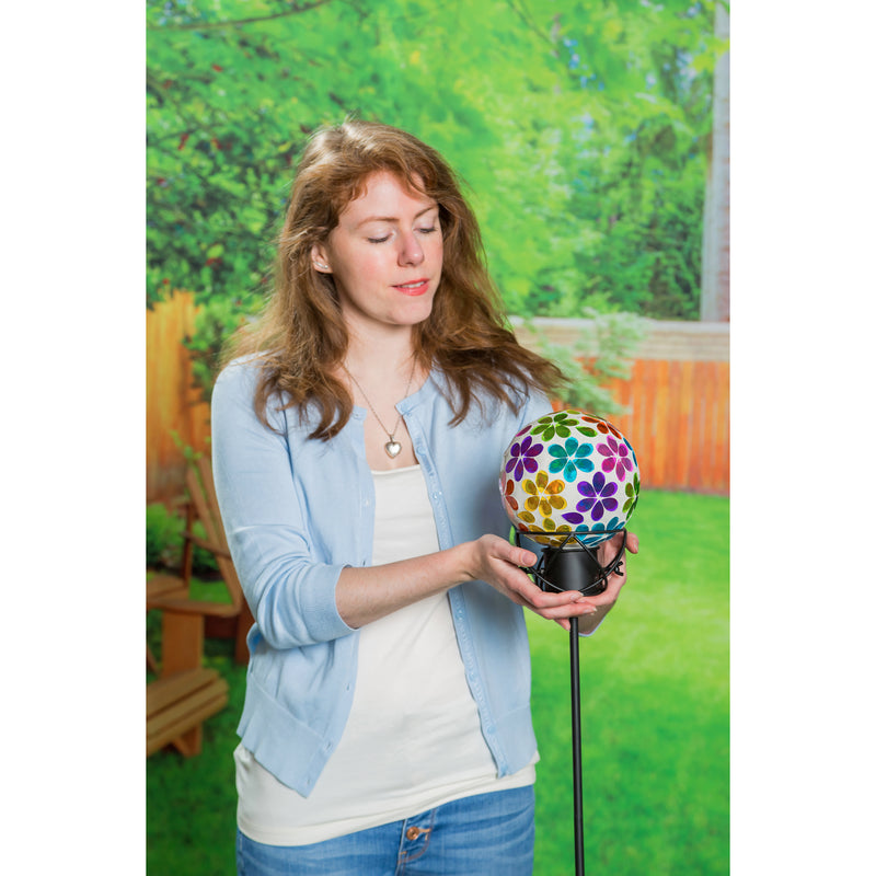 6" Mosaic Glass Gazing Ball, Bright Floral,84g3380