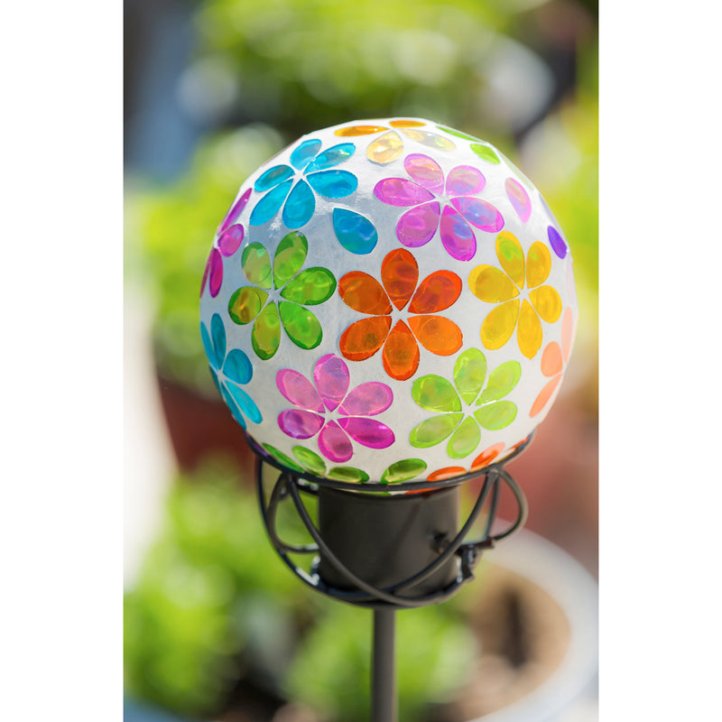 6" Mosaic Glass Gazing Ball, Bright Floral,84g3380