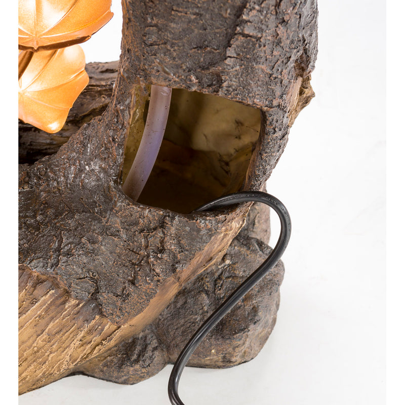 Realistic Indoor/Outdoor Woodland Stump Fountain with Metal Lily Pads,84g3428