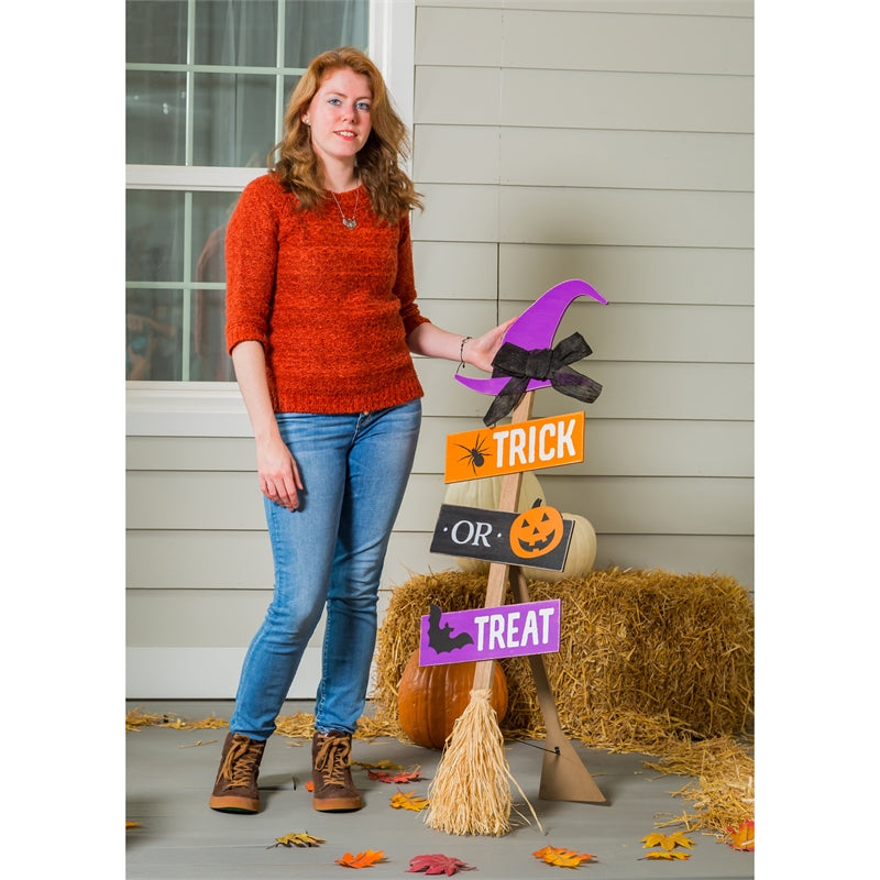 47"H Halloween Witch's Broom  Shaped Porch Leaner,84g3491