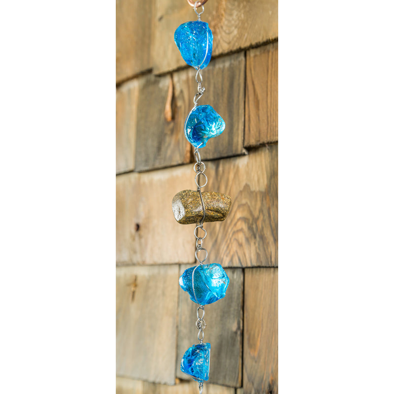 71"H Blue Glass Rain Chain,84g3764