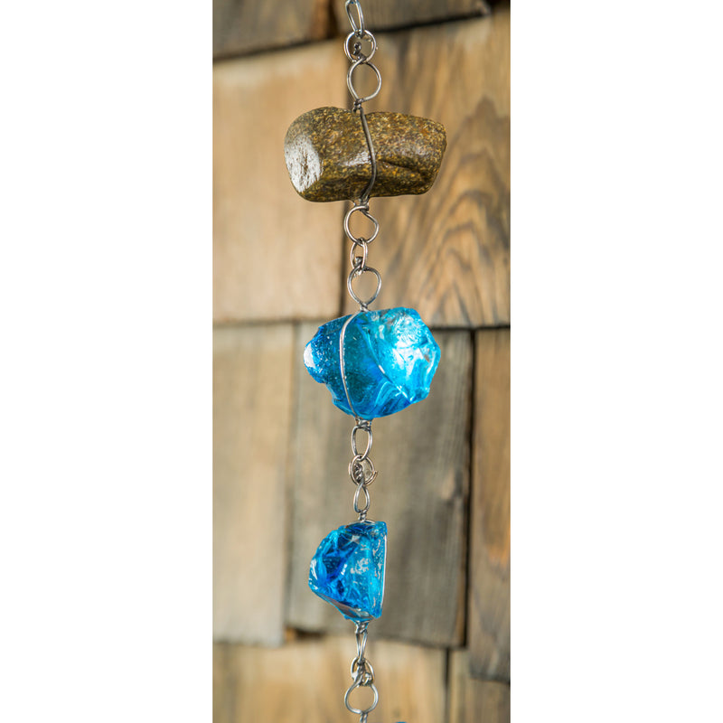 71"H Blue Glass Rain Chain,84g3764