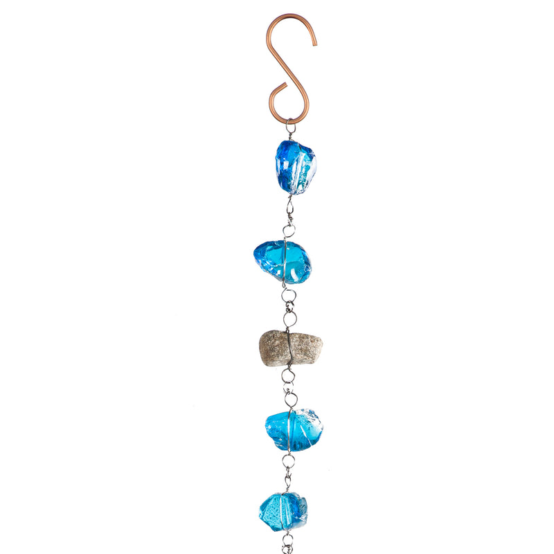 71"H Blue Glass Rain Chain,84g3764