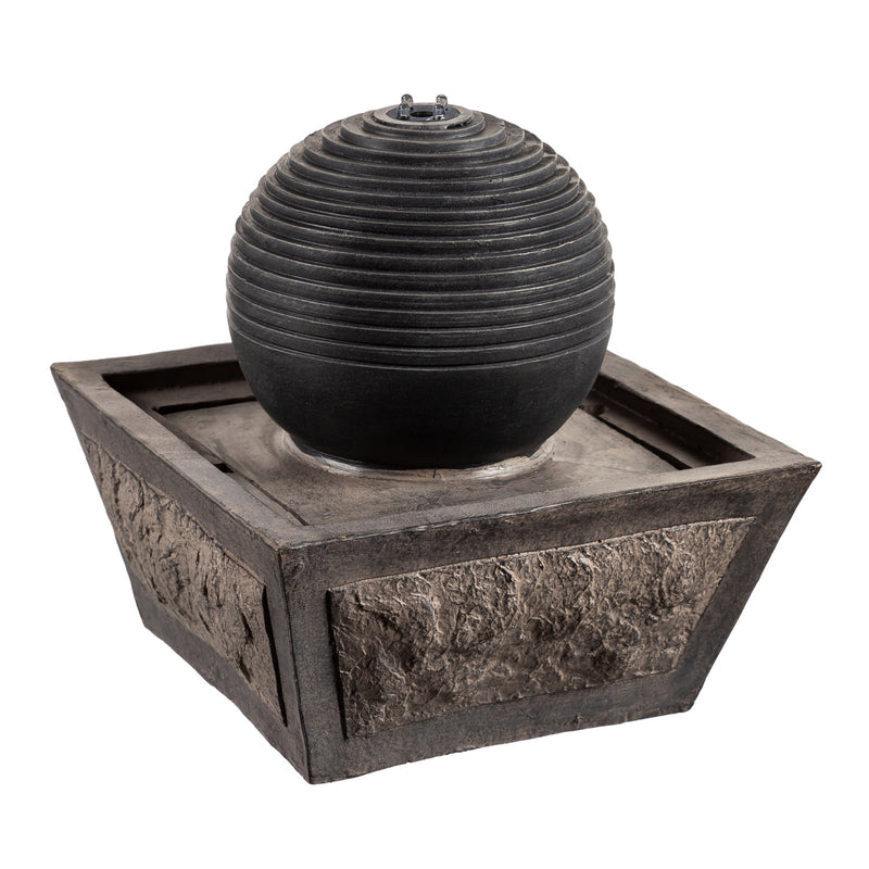 Ridged Globe Fountain with Planter Shelf,84g3847