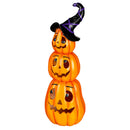 Tiered Jack O' Lantern Pumpkins with Witch Hat LED Statuary