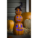 Tiered Jack O' Lantern Pumpkins with Witch Hat LED Statuary