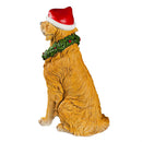 24"H Golden Retreiver with Santa Hat and Wreath Garden Statuary