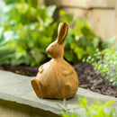 Wood Look Ceramic Rabbit, Sitting