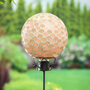 10" Mosaic Glass Gazing Ball, Pink & Green Scales