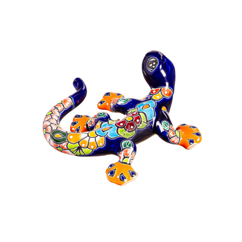 Evergreen Statuary,Talavera Ceramic Gecko Statuary,9x7.6x3.35 Inches